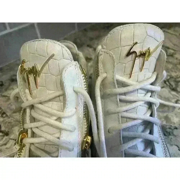 Authentic Giuseppe Zanotti Mens White Mid Top Lace Up Sneakers Shoes Sz EUR 38.5 main image 6